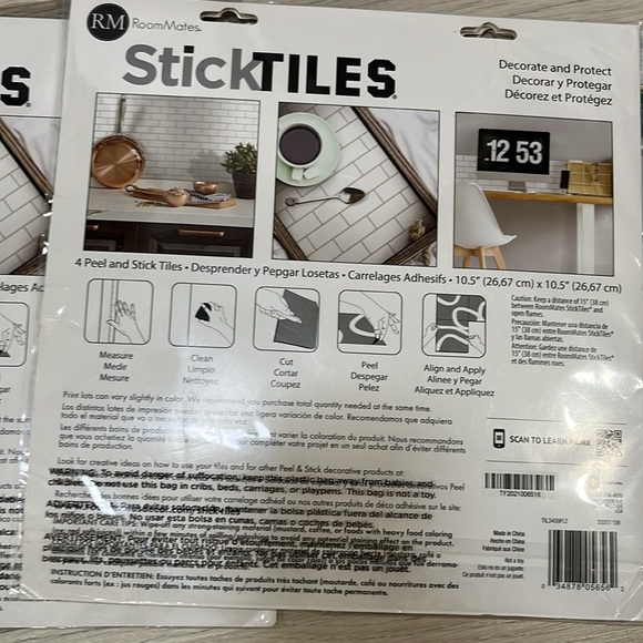 (x3) ROOMMATES StickTiles Peel & Stick 2.46 SW Ft Per Pack Home remodel NWT - Picture 5 of 7